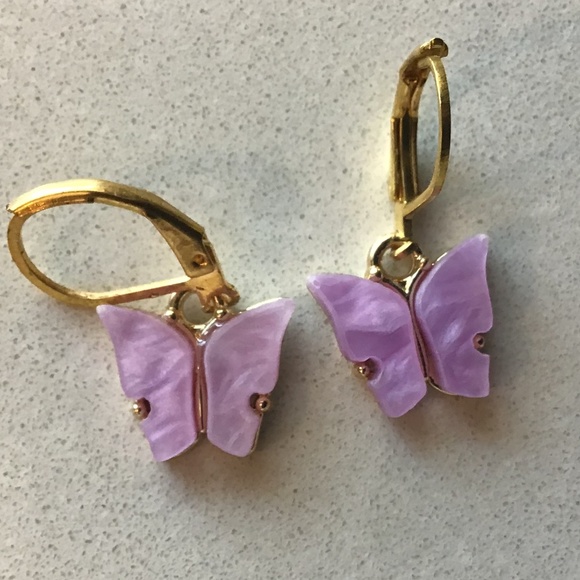 Purple Butterfly Earrings - Picture 4 of 5
